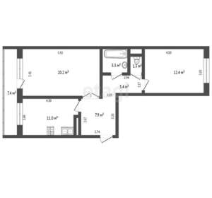 2-к квартира, вторичка, 60м2, 10/17 этаж