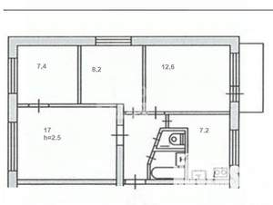 4-к квартира, вторичка, 60м2, 2/5 этаж