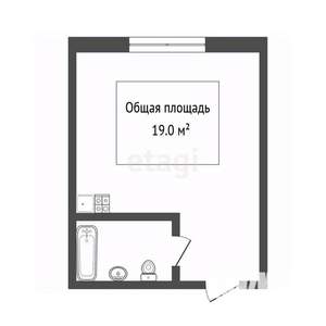 Студия квартира, вторичка, 19м2, 1/9 этаж
