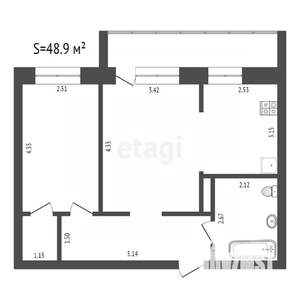 2-к квартира, вторичка, 49м2, 2/10 этаж