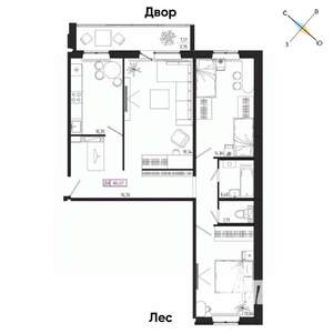 3-к квартира, вторичка, 84м2, 1/17 этаж