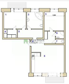 3-к квартира, вторичка, 85м2, 3/5 этаж