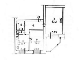 2-к квартира, вторичка, 59м2, 8/10 этаж