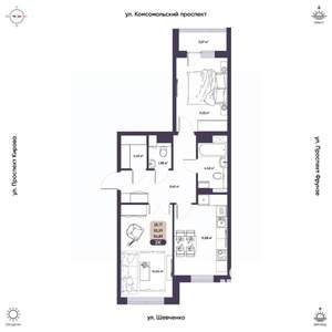 2-к квартира, вторичка, 55м2, 3/9 этаж