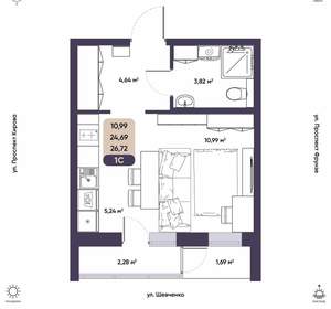 Студия квартира, вторичка, 27м2, 2/16 этаж