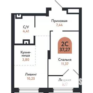 2-к квартира, вторичка, 37м2, 4/26 этаж
