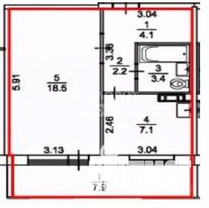1-к квартира, вторичка, 35м2, 8/9 этаж