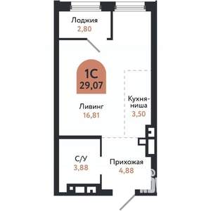 Студия квартира, вторичка, 29м2, 16/26 этаж