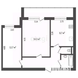 2-к квартира, вторичка, 47м2, 6/9 этаж