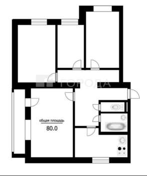 4-к квартира, вторичка, 80м2, 2/3 этаж