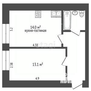 2-к квартира, вторичка, 38м2, 9/9 этаж