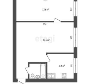 2-к квартира, вторичка, 42м2, 1/5 этаж