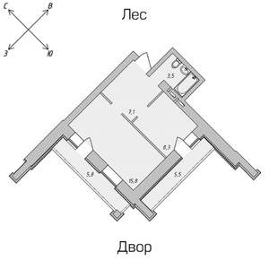 1-к квартира, строящийся дом, 40м2, 5/9 этаж