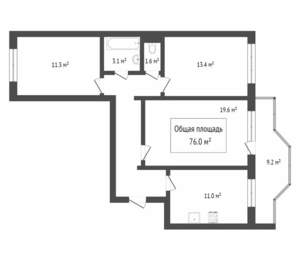 3-к квартира, вторичка, 77м2, 10/14 этаж