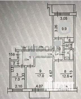3-к квартира, вторичка, 65м2, 2/9 этаж