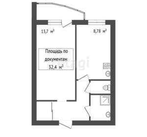 1-к квартира, вторичка, 32м2, 7/10 этаж