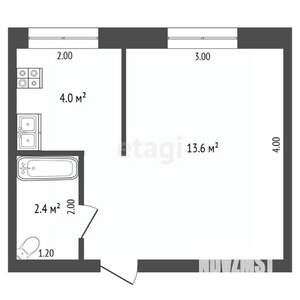 1-к квартира, вторичка, 20м2, 4/4 этаж