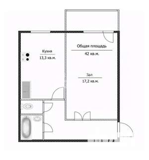 1-к квартира, вторичка, 42м2, 1/10 этаж