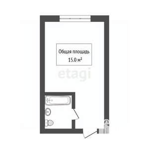 Студия квартира, вторичка, 15м2, 1/5 этаж
