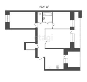 3-к квартира, вторичка, 67м2, 9/9 этаж