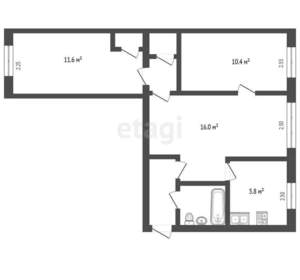 3-к квартира, вторичка, 55м2, 2/5 этаж