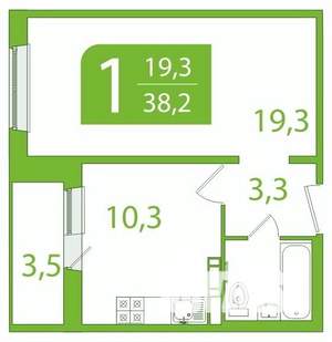 1-к квартира, вторичка, 36м2, 8/10 этаж