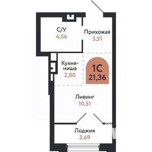 Студия квартира, вторичка, 21м2, 7/26 этаж