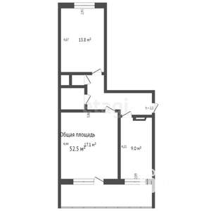 2-к квартира, вторичка, 59м2, 1/10 этаж