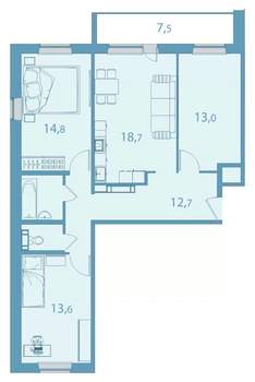 4-к квартира, вторичка, 82м2, 2/17 этаж