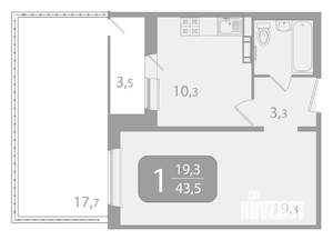 1-к квартира, вторичка, 42м2, 2/10 этаж