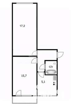 2-к квартира, вторичка, 44м2, 5/5 этаж