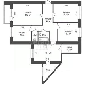 4-к квартира, вторичка, 76м2, 3/5 этаж