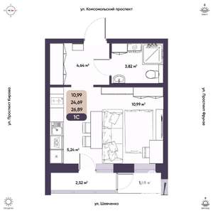 Студия квартира, вторичка, 25м2, 7/9 этаж