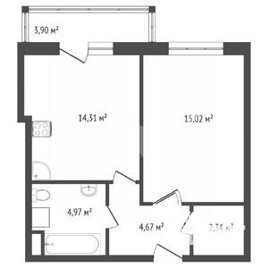 1-к квартира, вторичка, 46м2, 6/9 этаж