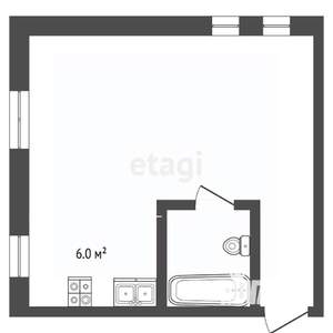 1-к квартира, вторичка, 26м2, 2/2 этаж