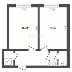 2-к квартира, вторичка, 37м2, 6/9 этаж