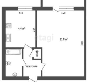 1-к квартира, вторичка, 23м2, 4/9 этаж