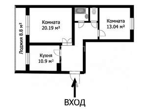 2-к квартира, вторичка, 59м2, 11/17 этаж