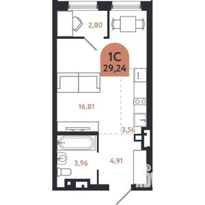 Студия квартира, вторичка, 29м2, 11/26 этаж