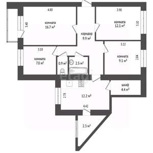 4-к квартира, вторичка, 76м2, 3/5 этаж