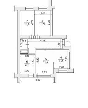 4-к квартира, вторичка, 71м2, 2/9 этаж
