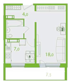 1-к квартира, вторичка, 39м2, 3/17 этаж