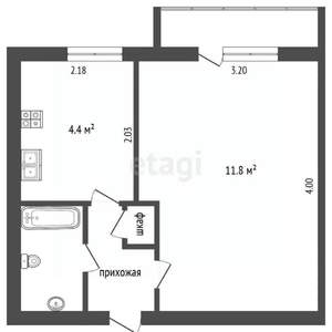 1-к квартира, вторичка, 23м2, 4/9 этаж