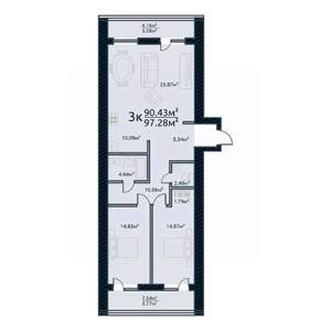 3-к квартира, вторичка, 97м2, 3/10 этаж