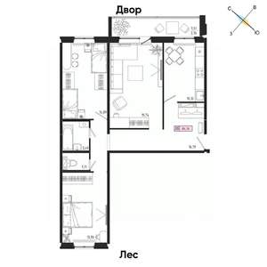 3-к квартира, вторичка, 84м2, 14/17 этаж