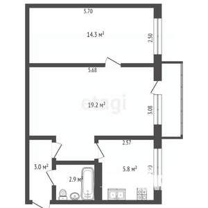 2-к квартира, вторичка, 45м2, 5/5 этаж