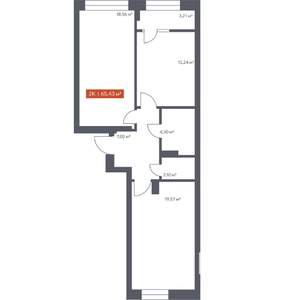 2-к квартира, строящийся дом, 65м2, 3/30 этаж