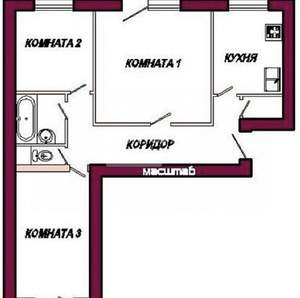 3-к квартира, вторичка, 66м2, 1/9 этаж