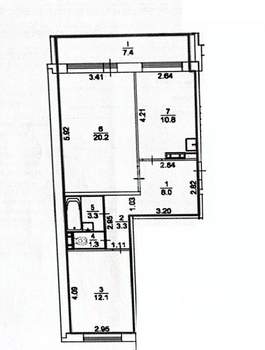 2-к квартира, вторичка, 59м2, 1/9 этаж