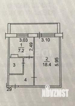 1-к квартира, вторичка, 42м2, 6/10 этаж